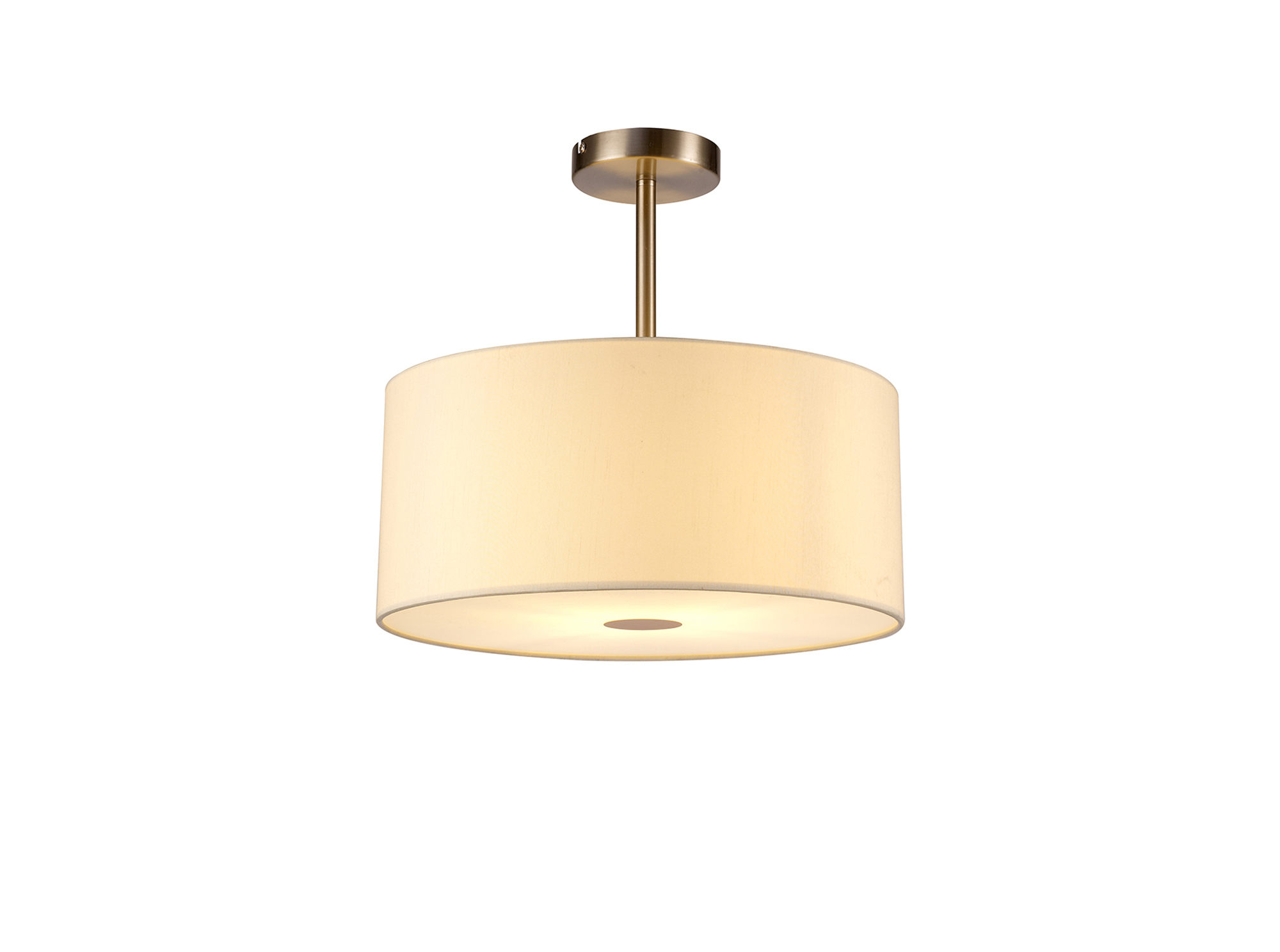 DK0255  Baymont 40cm Semi Flush 1 Light Satin Nickel, Ivory Pearl, Frosted Diffuser